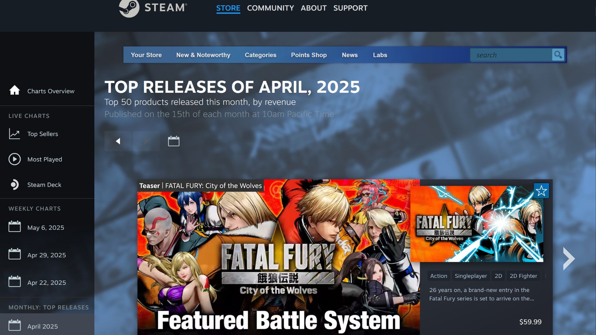 Steam top new games charts just got a huge makeover