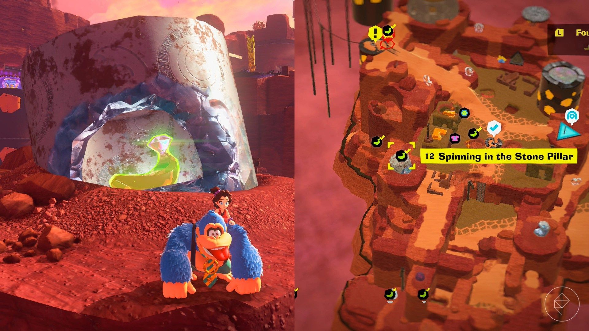 Canyon Layer Banandium Gem locations in Donkey Kong Bananza