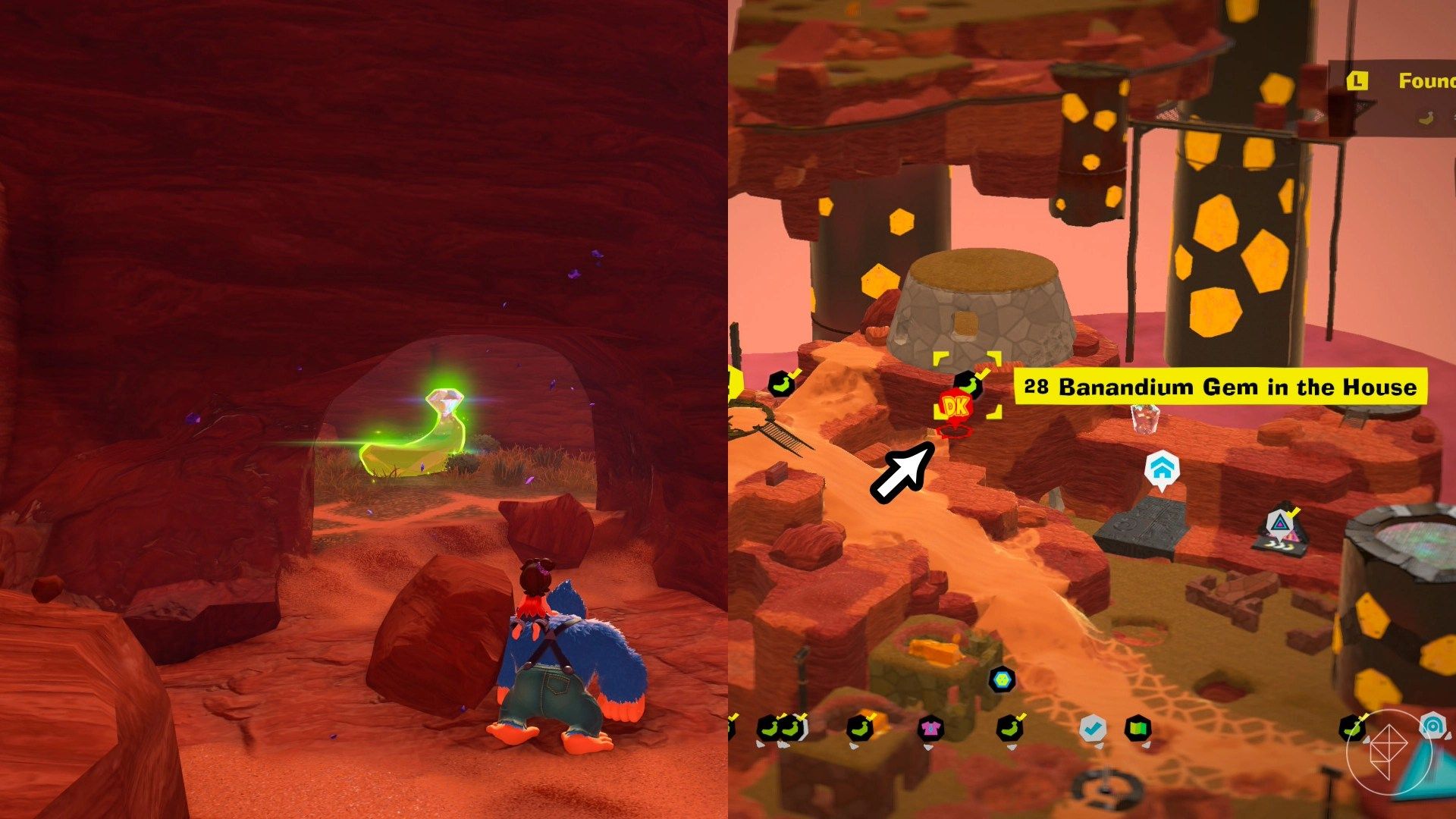 Canyon Layer Banandium Gem locations in Donkey Kong Bananza
