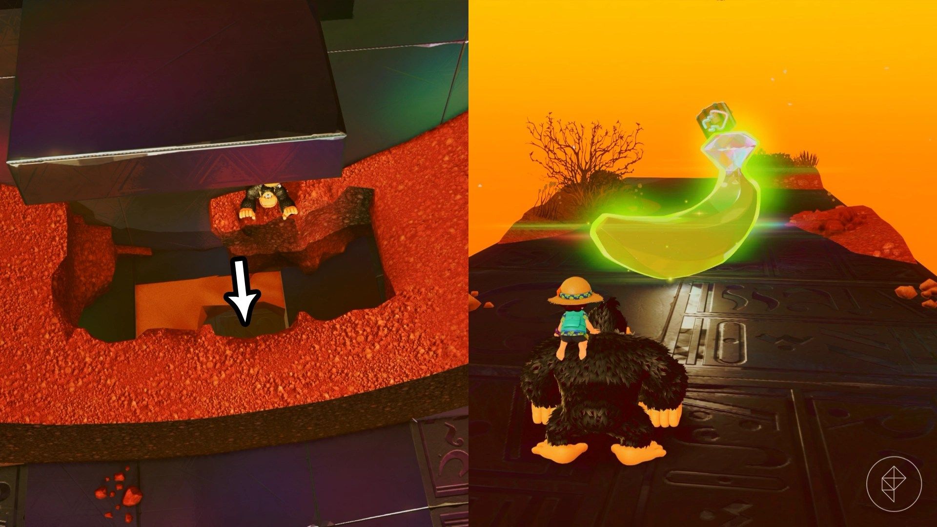 Canyon Layer Banandium Gem locations in Donkey Kong Bananza