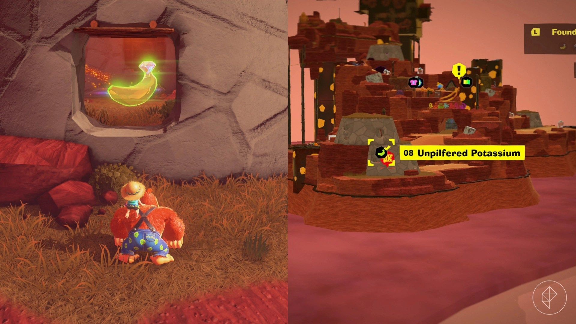Canyon Layer Banandium Gem locations in Donkey Kong Bananza