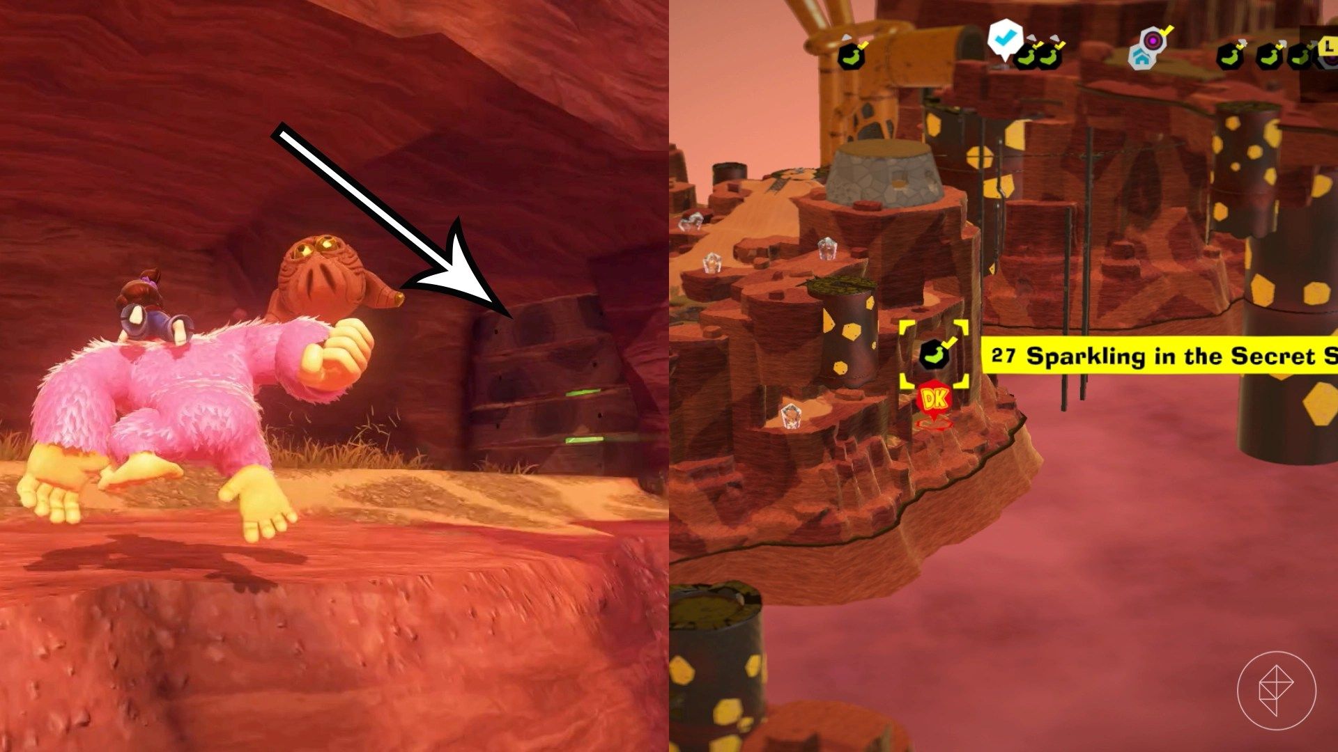 Canyon Layer Banandium Gem locations in Donkey Kong Bananza