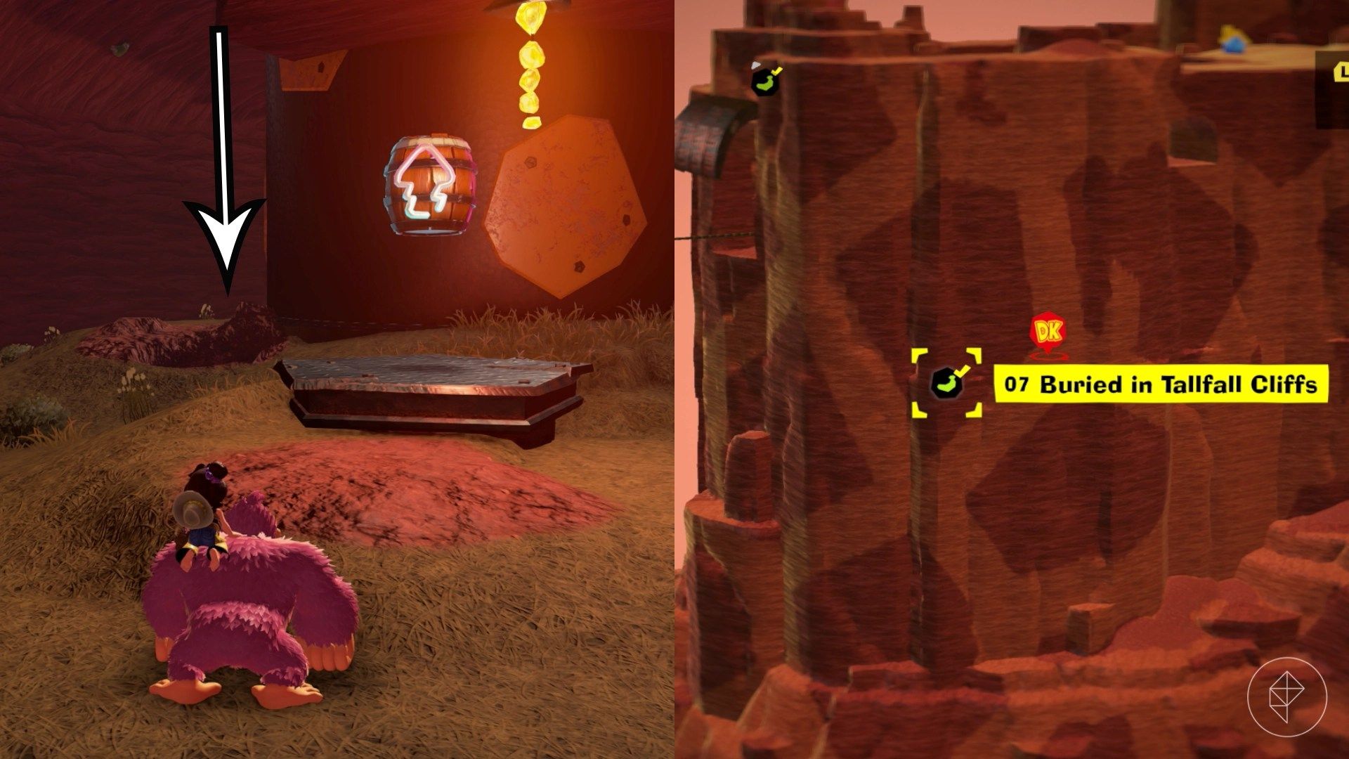 Canyon Layer Banandium Gem locations in Donkey Kong Bananza