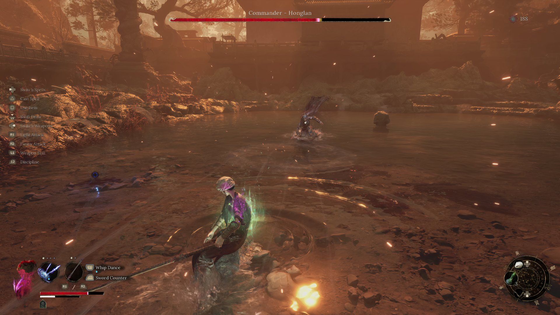 Dynamic Screenshot of a parry in Commander Honglin's first phase.