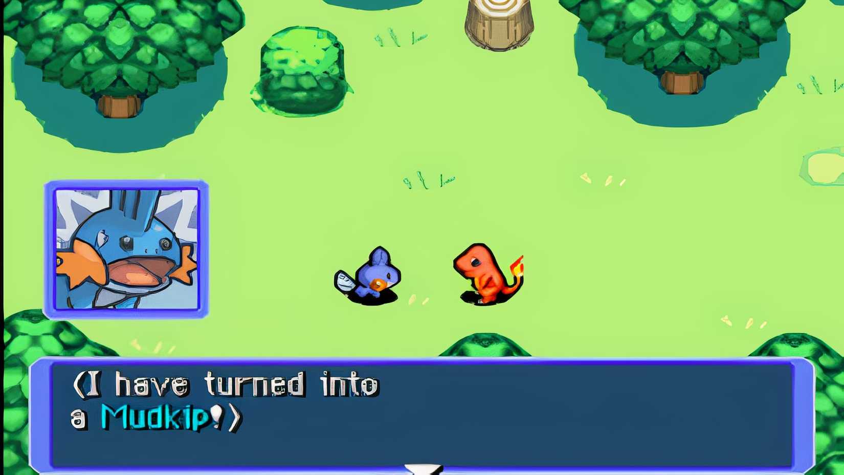 The protagonist wakes up to find he's been turned into a Mudkip.