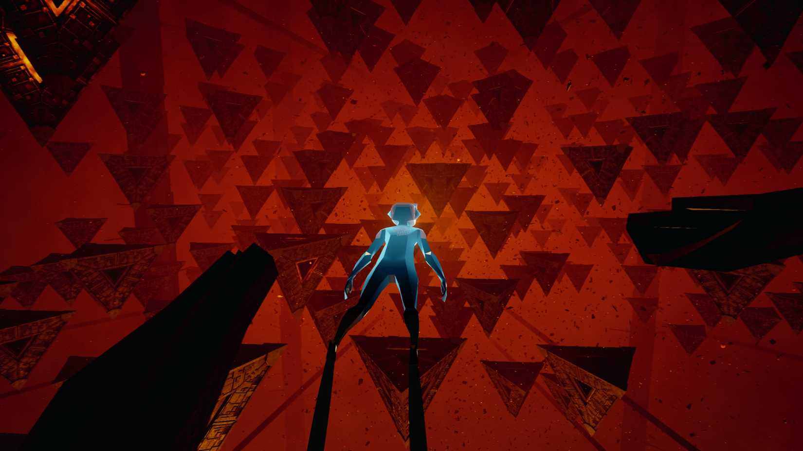 ABZÛ's diver comes face-to-face with some seriously unsettling pyramid-shaped objects floating in the ocean.