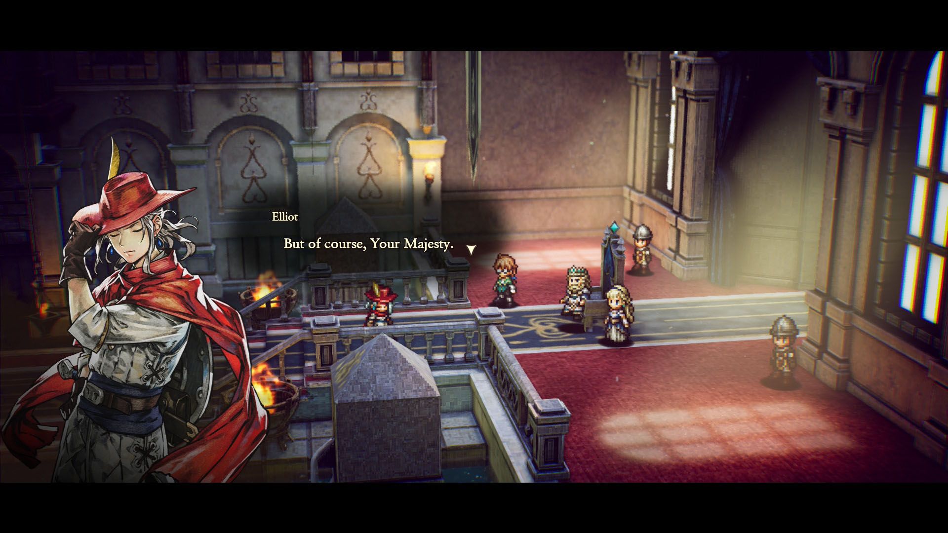 A Adventures of Elliot screenshot showing Elliot talking to a king.