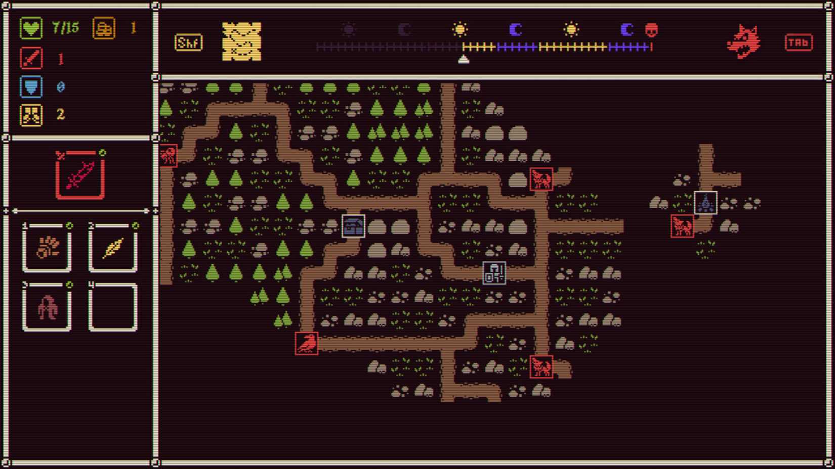 A He is Coming screenshot showing the map of the game.