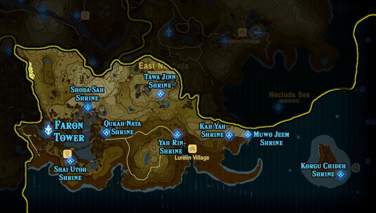 Zelda: Breath of the Wild shrine maps and locations
