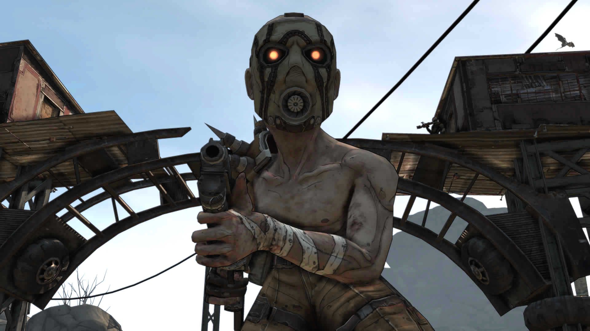 ZER0 formam Borderlands apontando uma arma para o espectador
