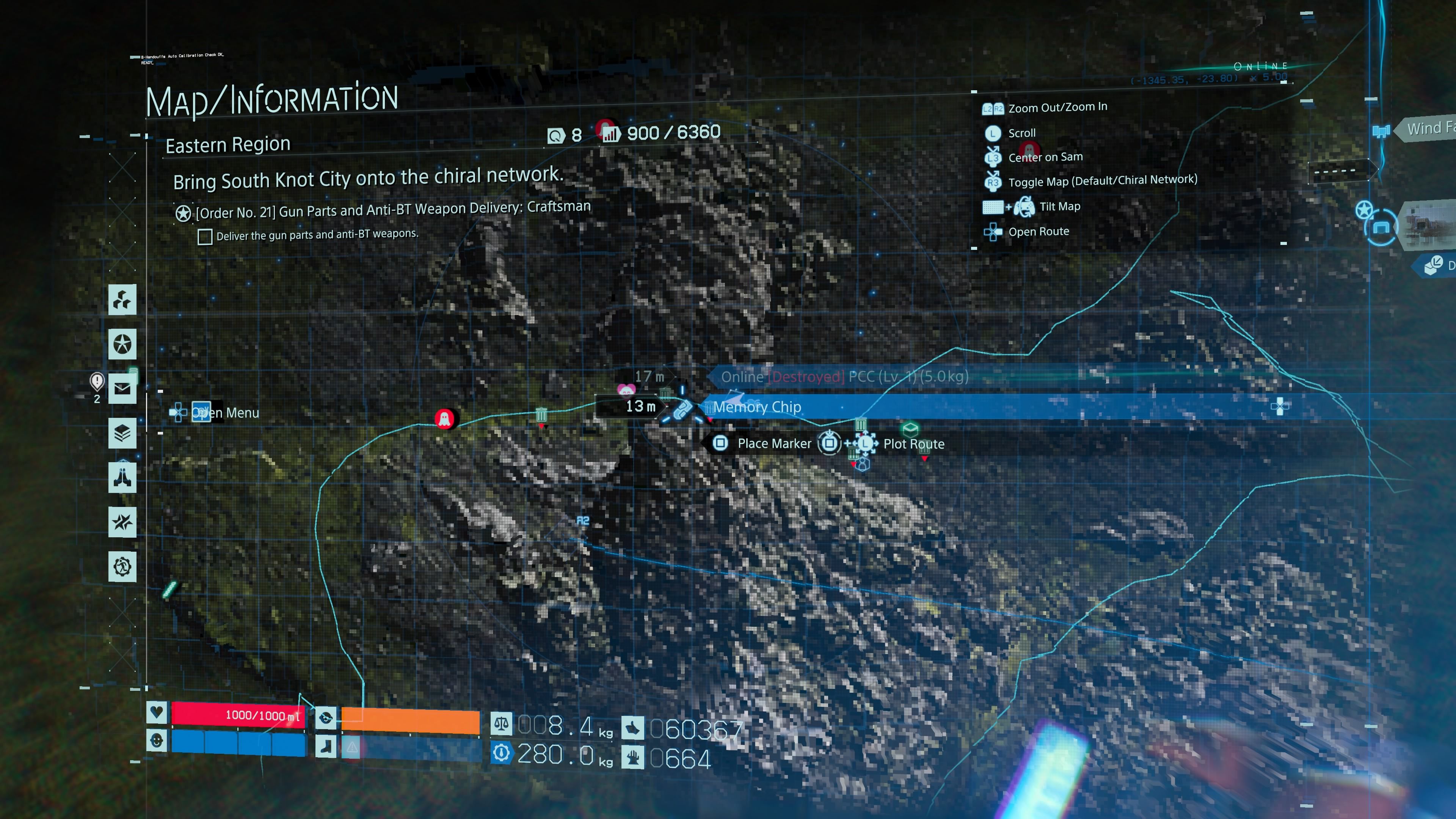 Death Stranding Eastern Region memory chip map guide