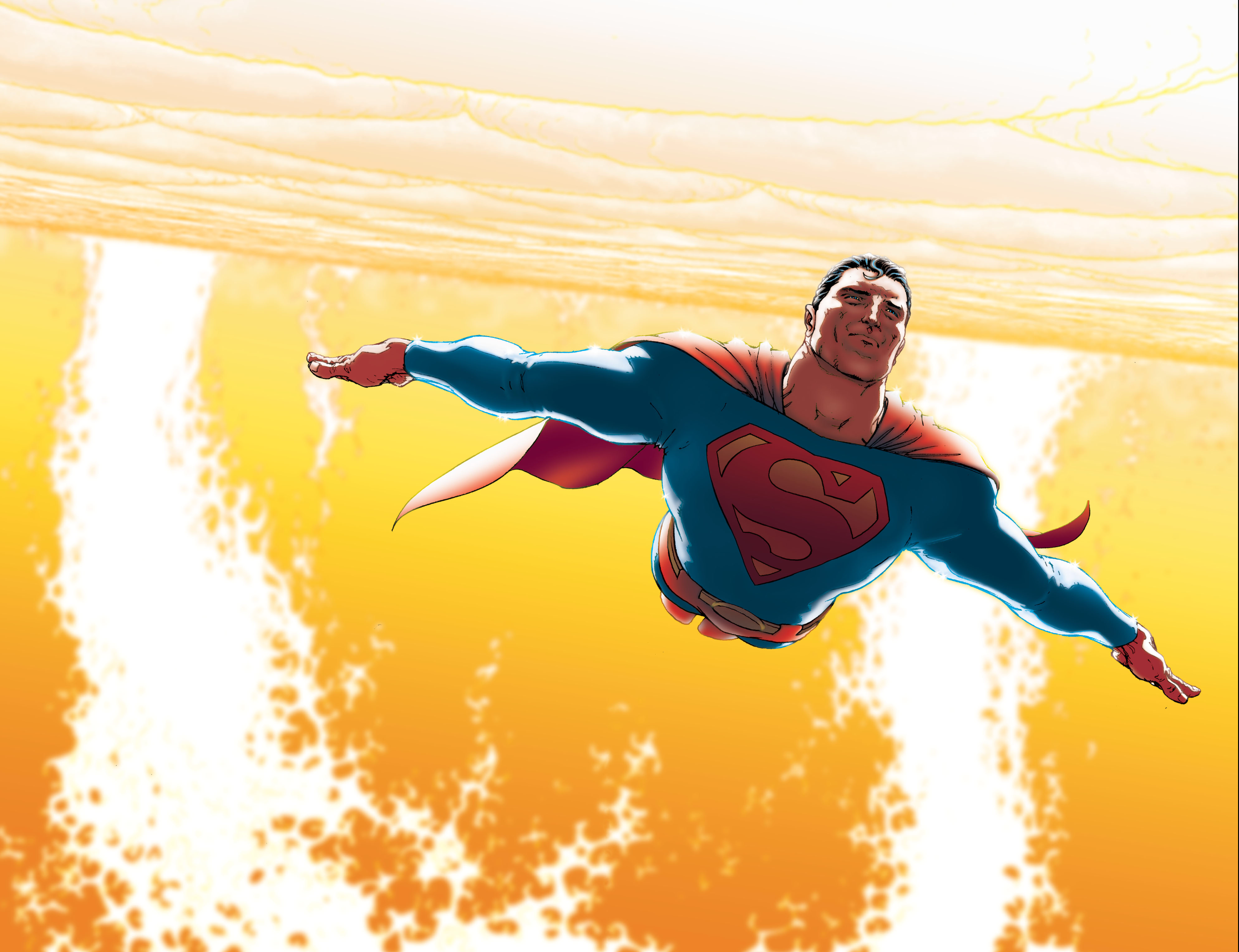 Superman glides past the surface of the sun in All-Star Superman, DC Comics (2005).
