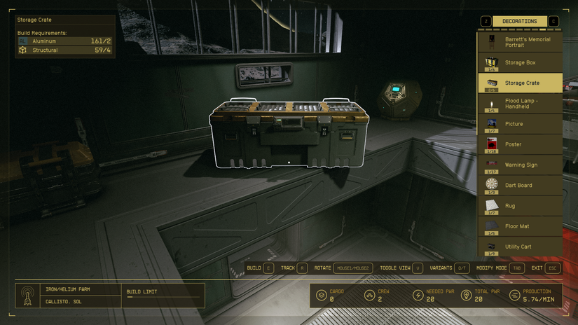 Where to store resources in Starfield
