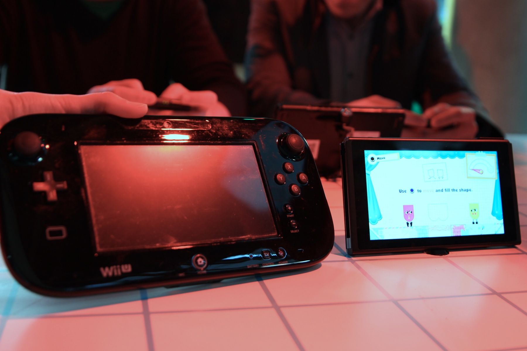 Here's the Nintendo Switch next to the Wii U GamePad, a 3DS
